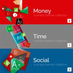 Flat design paper infographic banner set N186