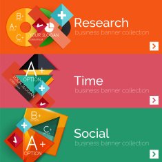 Flat design paper infographic banner set N208
