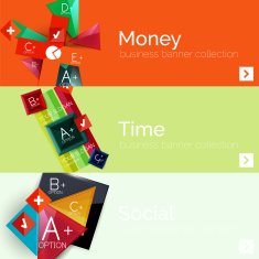 Flat design paper infographic banner set N211