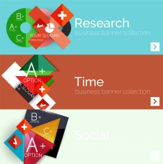 Flat design paper infographic banner set N212