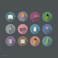 Flat icons with long shadow office set 3