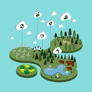 flat 3d isometric ecology concept illustration