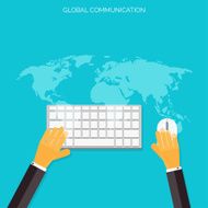 Flat social media and network concept Global communication Connection between