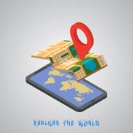 GPS mobile navigation with tablet or smartphone Isometric style N2
