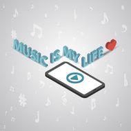 Mobile smartphone music services isometric style vector illustra N2