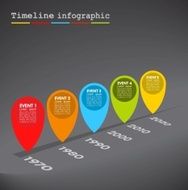 Dark Infographic timeline report template with colorful bubbles