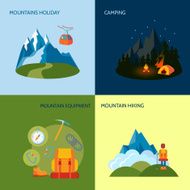 Camping icons set flat