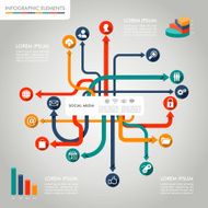 Social media networks infographics diagram with information graphics elements set