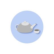 Icon flat element design teapot and cup
