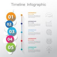 Long Shadow Design clean number timeline template graphic or web N5