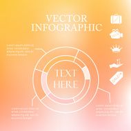 Vector infographic pie charts over colorful blurred unfocused bokeh background