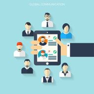 Flat social media and network concept Business background global communication N4