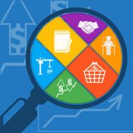 Magnifying glass and shopping basket