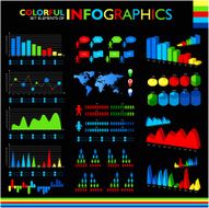 Colorful infographic set on black background