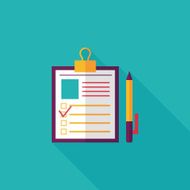 Clipboard flat icon with long shadow N4