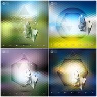 Abstract 3D pyramids abstract hexagonal patterns Infographic templates set for