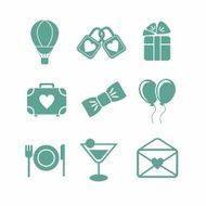 Set of vector St Valentines day illustration and typography elements