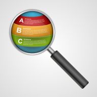 Abstract infographic with a magnifying glass Vector illustration