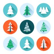 Trees collection in flat style