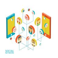 Conceptual image with social networks Flat isometry N2