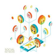Conceptual image with social networks Flat isometry N3