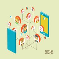 Conceptual image with social networks Flat isometry N4
