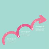 Three step upwards arrow screw Timeline Infographic text Template Flat