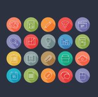 Round Thin Icon with Shadow Set 5 N2