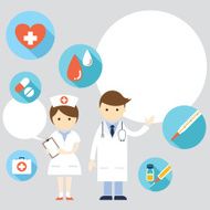 Doctor and nurse Present with Icons Copy Space