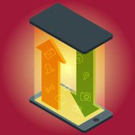 Vector smartphone device with applications icons