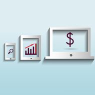 Vector business icons and shadow on a light background