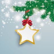 Big Golden Star Snow Lights Red Ribbon Fir Branch