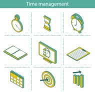 Set of isometric time management icons