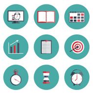 Set of flat time management icons N2