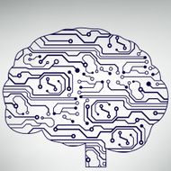 Circuit board computer style brain vector technology background