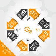 orange infographic element with eight arrows