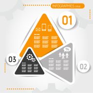 orange triangular infographic template with bittons