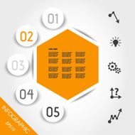 orange infographic hexagon with rings