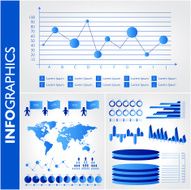 Blue infographic Universal icons set N5