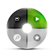 Round glass navigation menu buttons design template N2