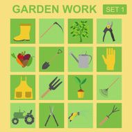 Garden work icon set Working tools N3