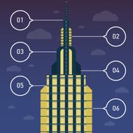 Elements of infographics with a skyscraper