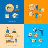 Time management flat composition icons set