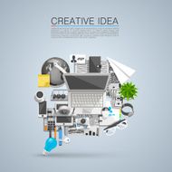Creative idea of flat collage icons
