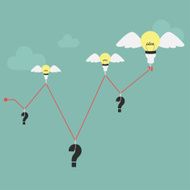 Graph with bulb light idea and question mark
