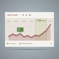 Widget with growing line chart and icons