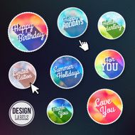Colorful set of labels with long shadow Vector illustration
