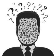 Male profile avatar with lots of icons N2