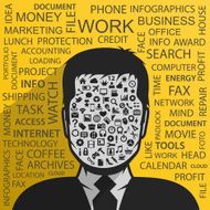 Male profile avatar with lots of icons N3