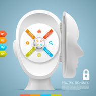 Safe inside the open head Vector illustration